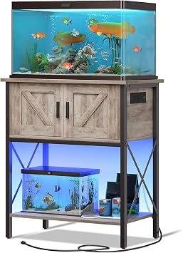 HOOBRO 20 Gallon Fish Tank Stand with Power Outlets and LED Light
