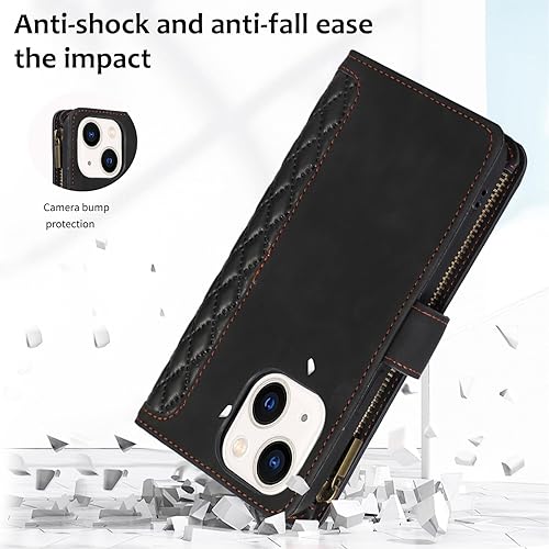 Miniatura 6 de Asuwish Funda compatible con iPhone 15 Plus de 6.7 pulgadas, protector de pantalla de vidrio templado, tarjetero con cremallera, funda para teléfono