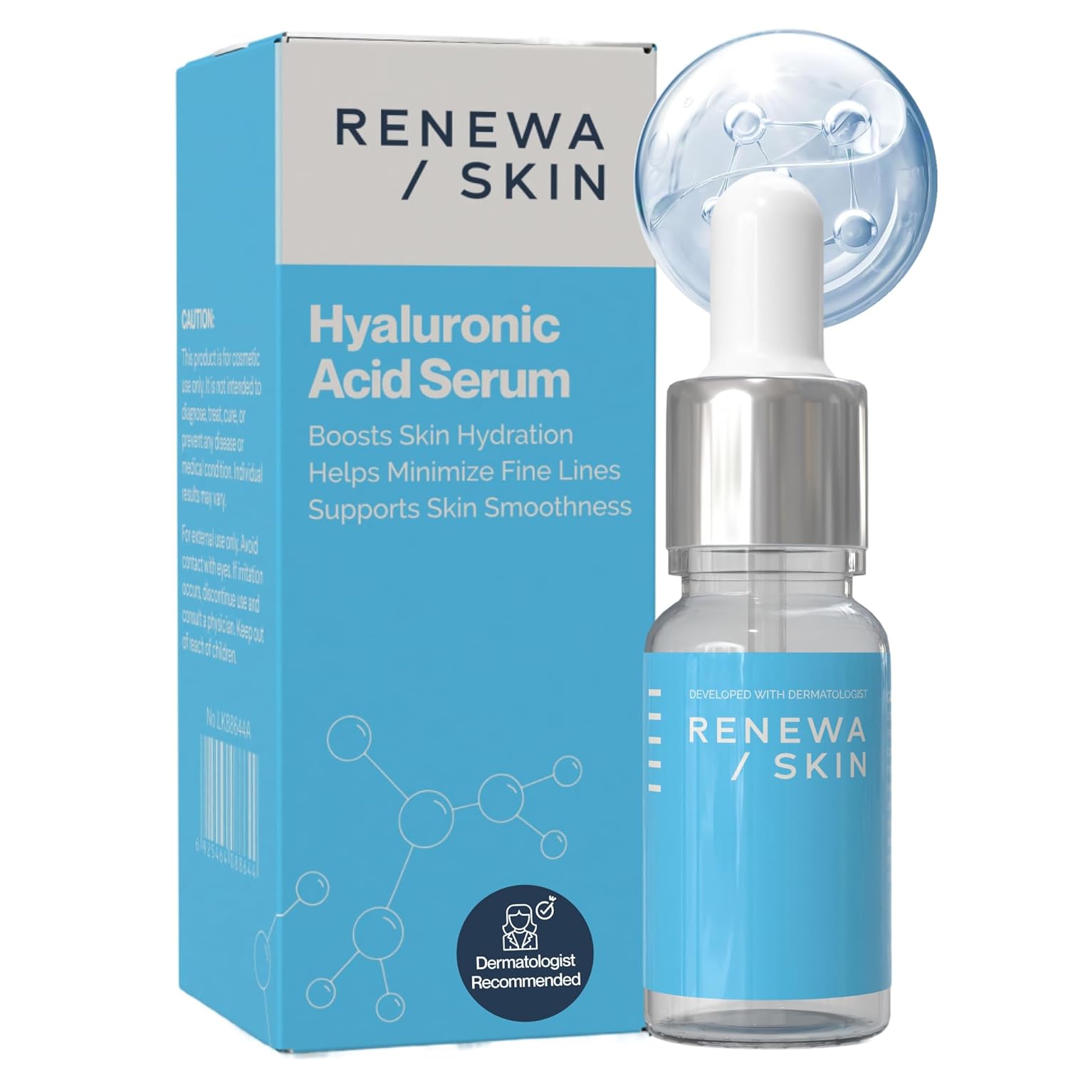 Renewa Niacinamide and Hyaluronic Serum for Face, Fragrance-Free Daily Skincare, 30mL