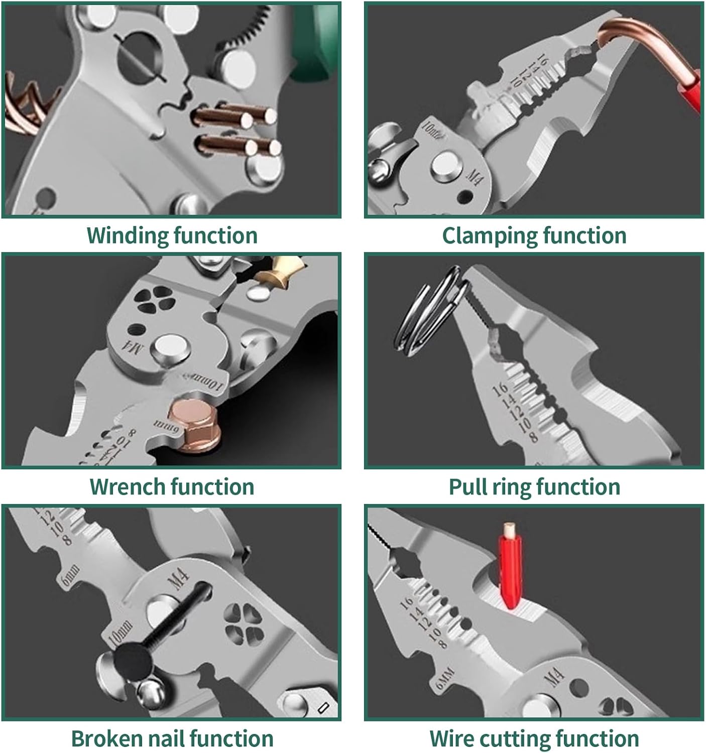 12 in 1 Multi Tool Multifunctional Folding Pliers, Foldable Ｗire Stripper, Multifunctional Wire Strippers Electrical, Electric Cable Stripper, Cable Cutters with Plier, Crimper, Twister, Splitting