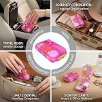 Pill Organizer with 161 Medicine Labels, Daily Travel Pill Case (Grey) | Compact 10-compartment pill case and pill box with 161 medicine labels for 7-day planning, vitamins, supplements, and travel