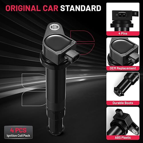 Miniatura 5 de BDFHYK Paquete de 4 bobinas de encendido UF499 compatibles con Hyundai Accent 2006-2011, compatible con Kia Rio Rio5 2006-2011 1.6L L4 Reemplazo