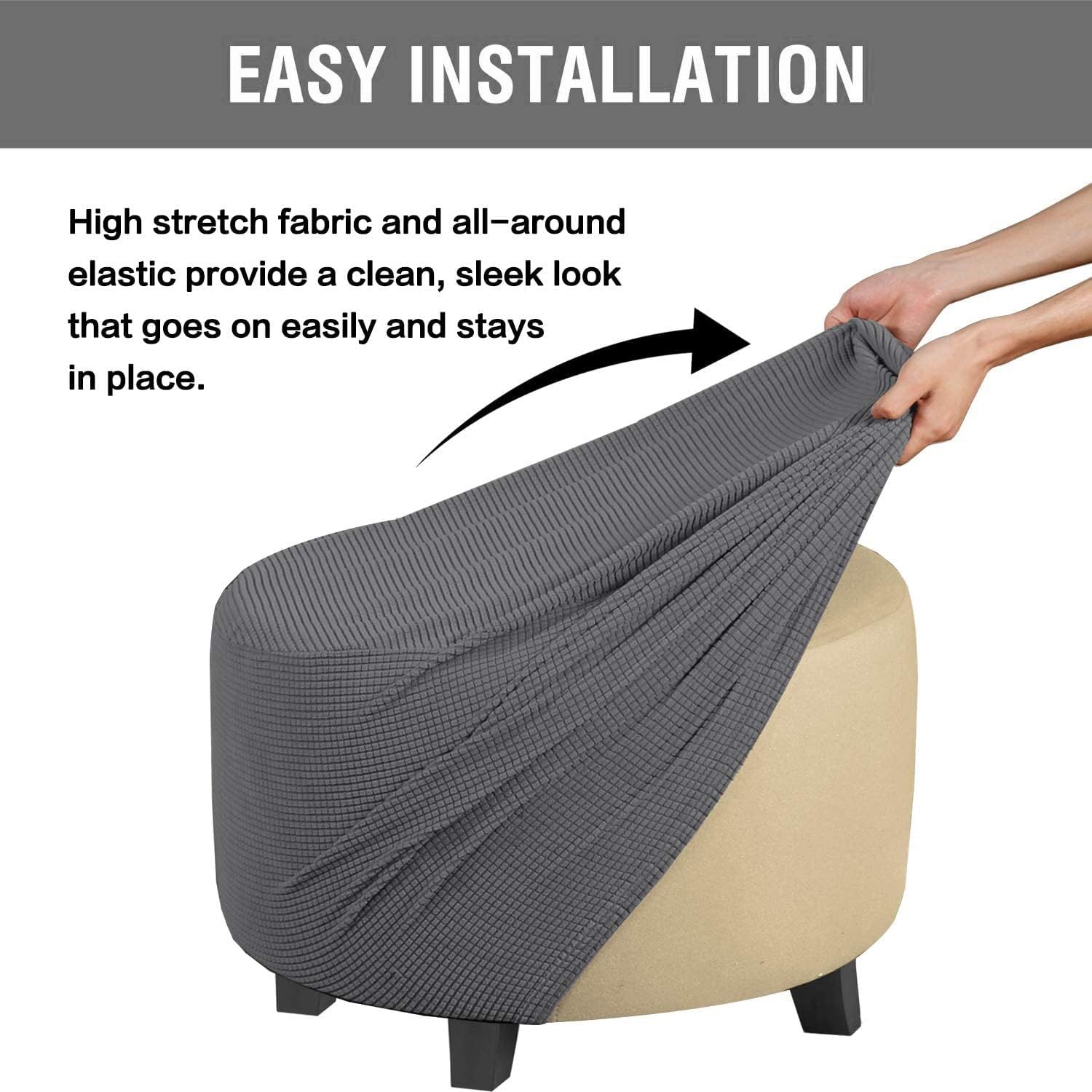 Ottoman Slipcover Round Velvet Ottoman Cover Thick Foot Stool Washable Storage Ottoman Cover Protector Footstool Cover with Elastic Bottom (Color: #13, Size: 55x55cm/21.6x21.6in)