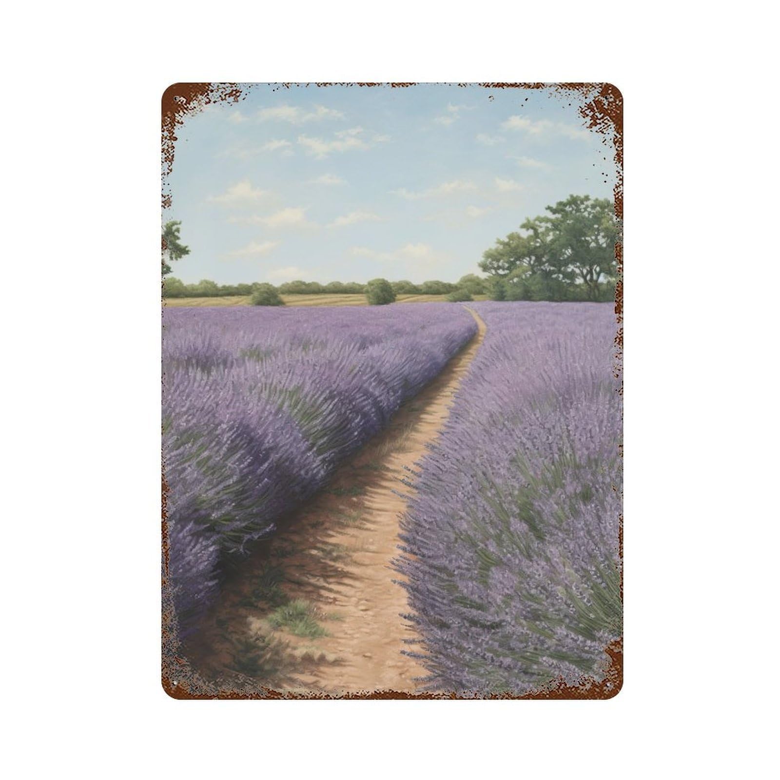 Lavender Field Decorative Tin Sign 15.7"x11.8", Retro Wall Decor for Living Room, Hallway And Home Decor