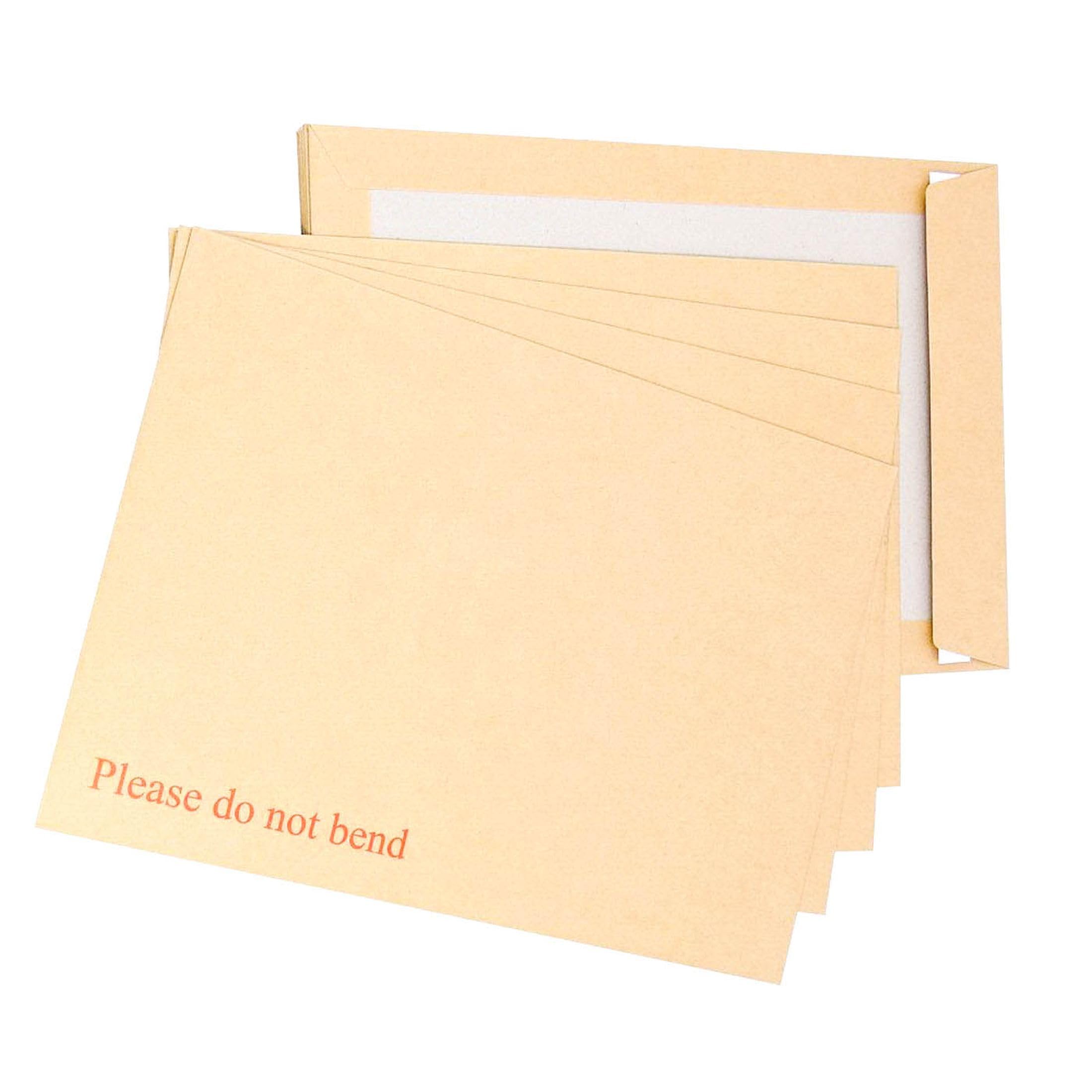 Britishpaper A6 / C6 162mm x 114mm Brown/Manilla Strong Hard Card Board Backed Peel and Seal Printed Please Do Not Bend Envelopes 100