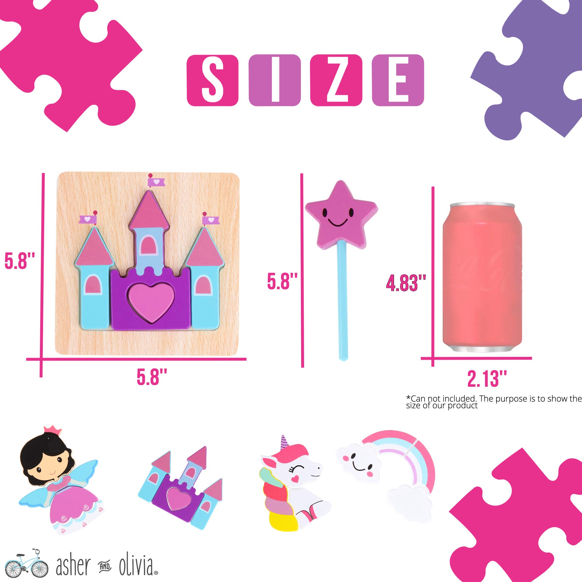 Princess Jigsaw Puzzle and Wand Set - Storage Bag Included - Rainbow, Unicorn and Castle Set - Puzzle for Toddlers 1-3 - Image 3