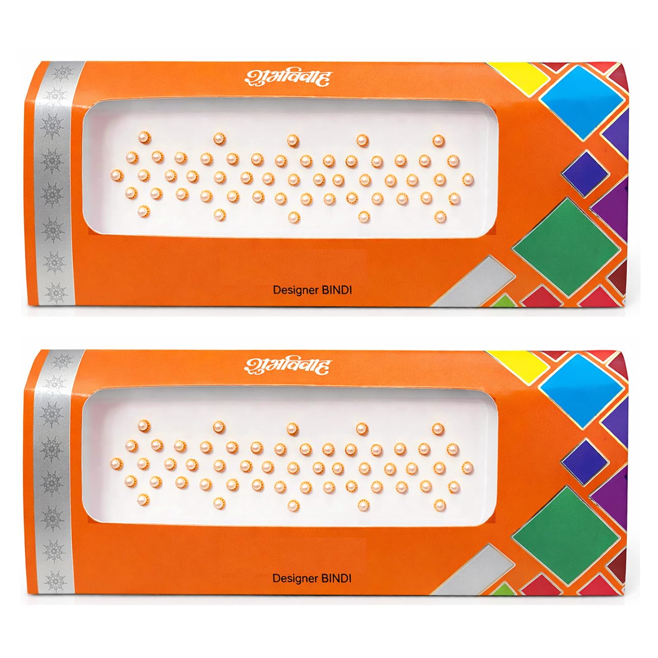 White Pearl Bindi Golden Border Bindis(Pack of 2)-image-37