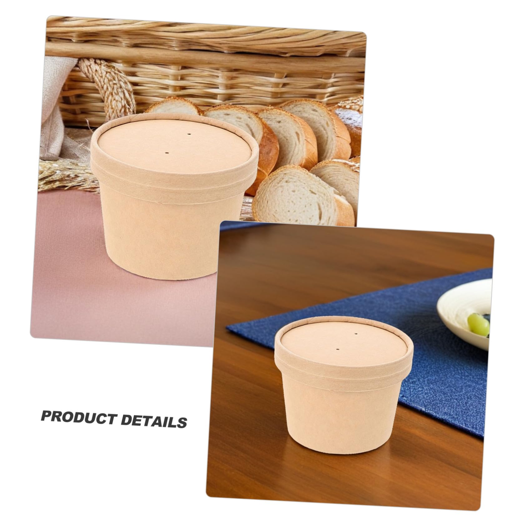 Coppette di Carta per Dessert con Coperchio in Carta Kraft Usa e Getta 10 set