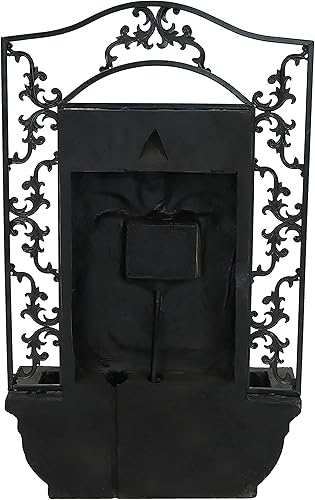 Miniatura 5 de Sunnydaze French Lily - Fuente de agua de pared para exteriores con batería de respaldo bomba y panel función de decoración de cascada de patio