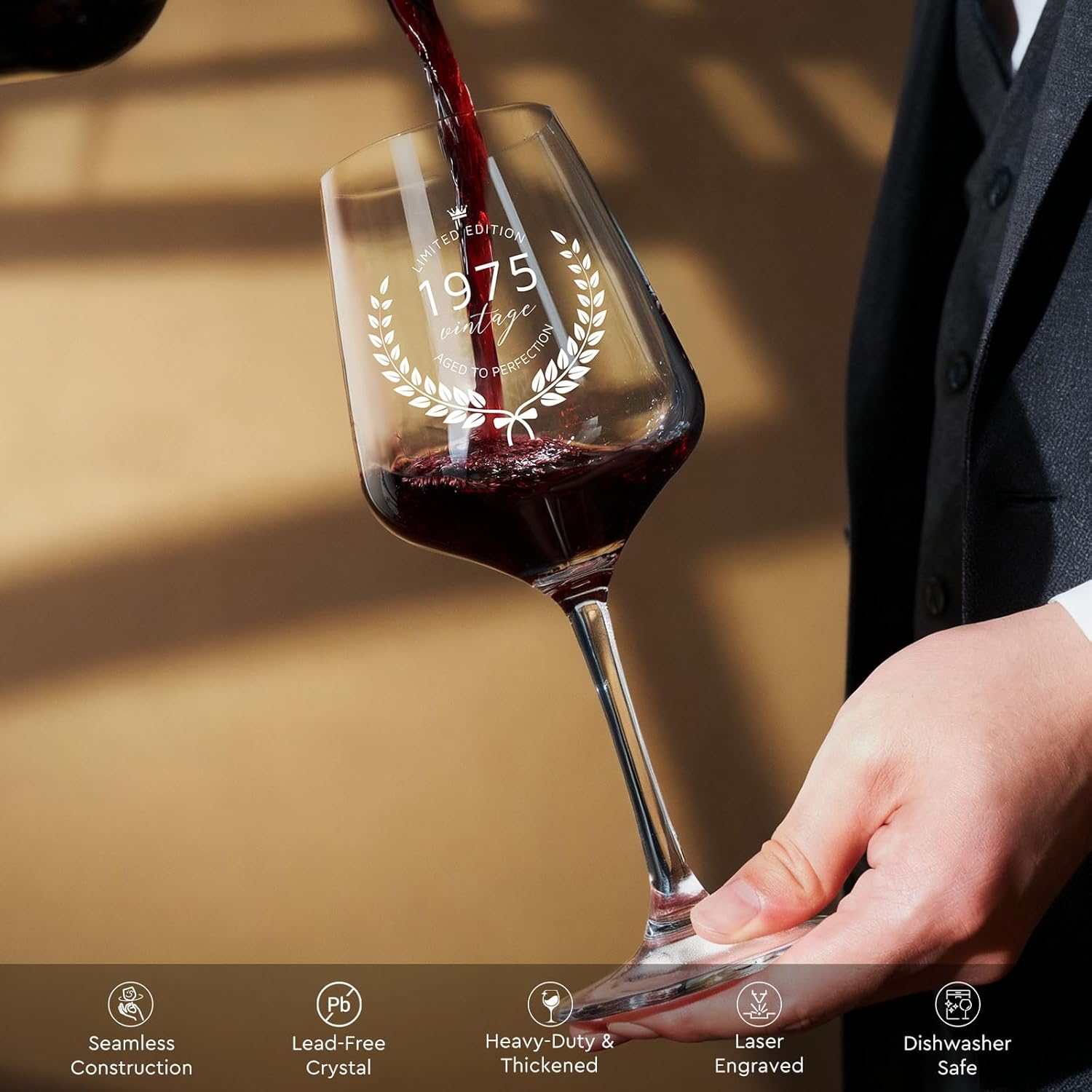 AW BRIDAL 50th Birthday Wine Glass Gift+Deep Shadow Boxes