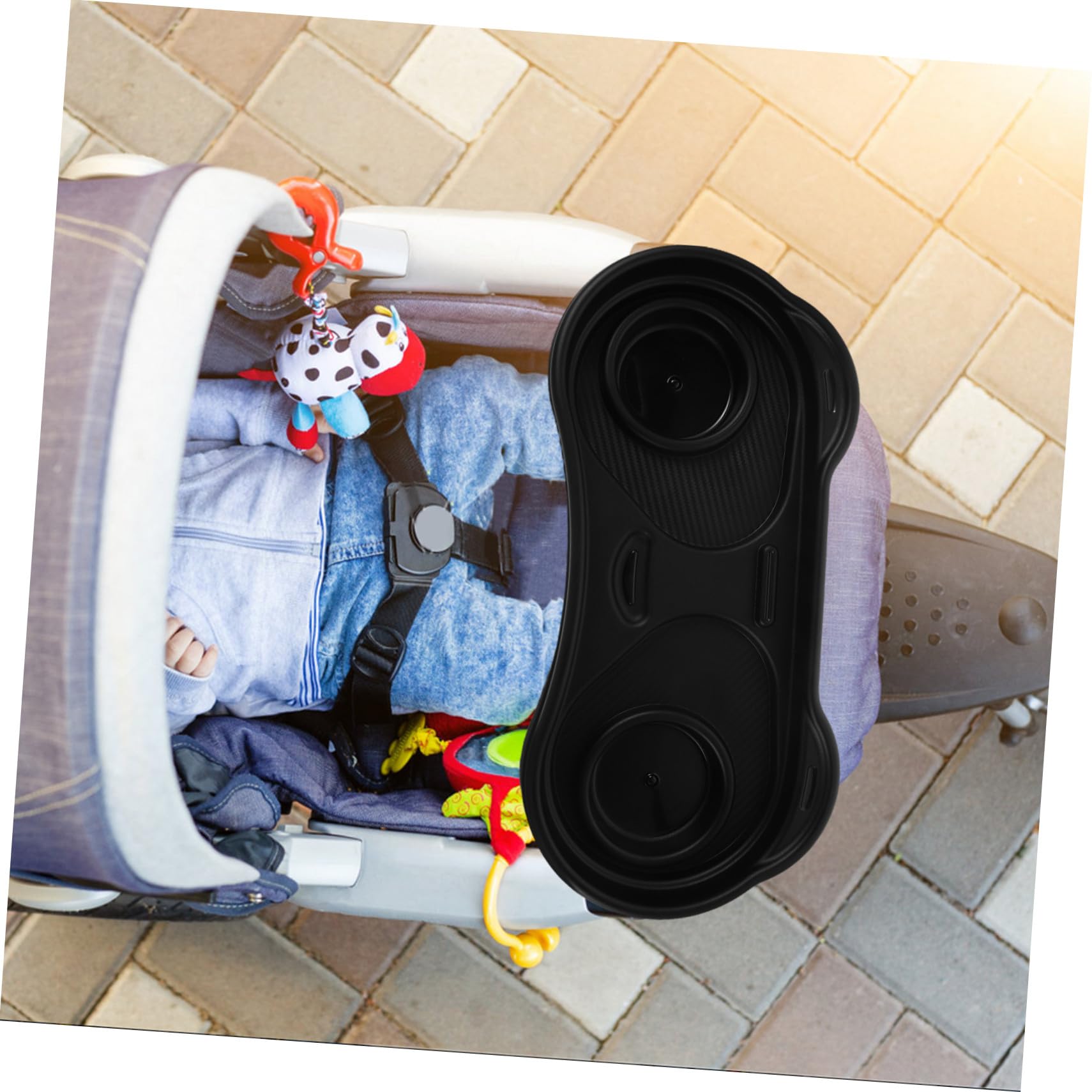 Vassoio Snack Passeggino con Porta Bicchiere Forma di Panda Piatto Rimovibile Antiscivolo per Accessorio Facile da Installare per Passeggini Carrozzine e Wagon