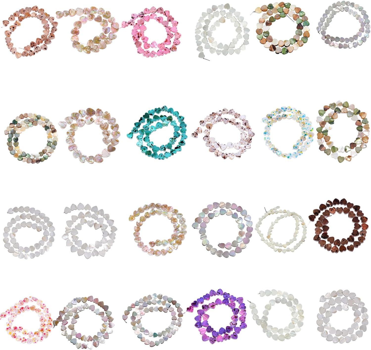 Yochus 80pcs White Color Electroplated Heart Shaped Natural Shell Loose Beads,11mm Irregular Shellfish Beads for DIY Crafts Earring Bracelet Necklace Keychain Jewelry Making Supplies - Image 7