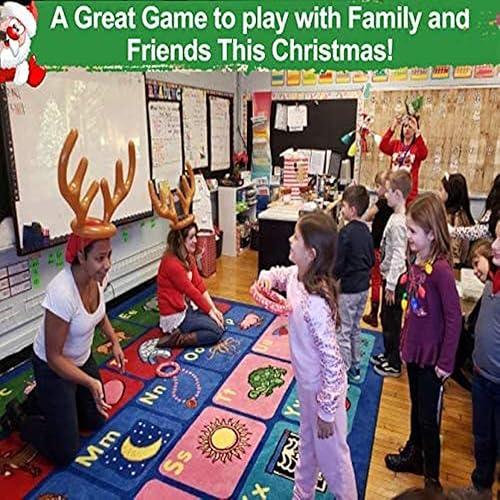 Miniatura 5 de Paquete de 4 juegos inflables de anillos de cornamenta, relleno de calcetín de anillo de reno para juegos de fiesta de Navidad, regalos divertidos