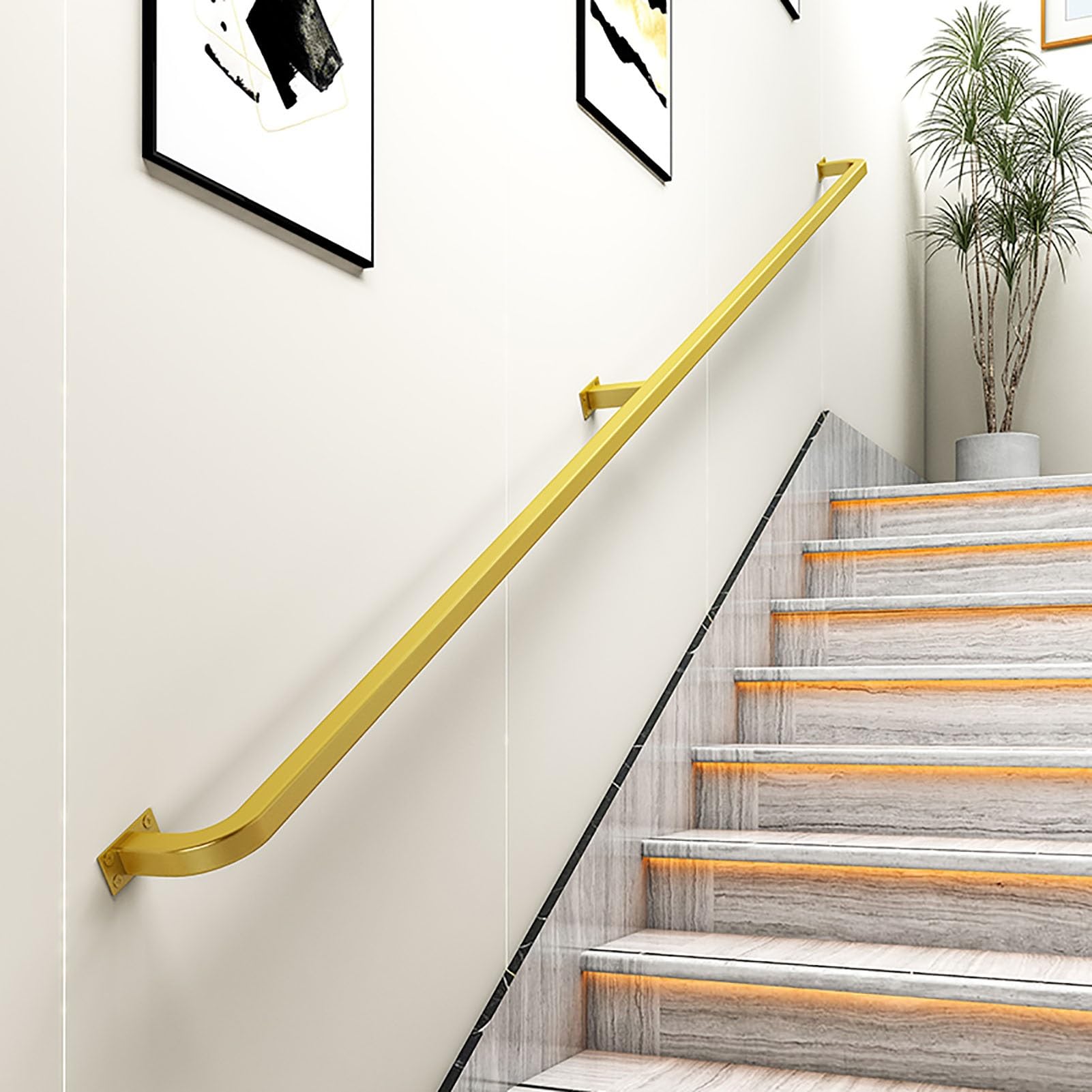 Barre d'appui d'escalier en fer galvanisé noir au design mural raffiné