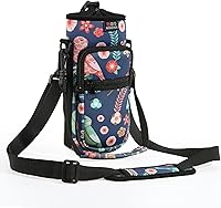 Vista 31 de Bolsa para botella de agua Nuovoware, soporte para botella de agua de 25oz/40oz/64oz, correa de mano ajustable, 2 bolsillos de neopreno, accesorios