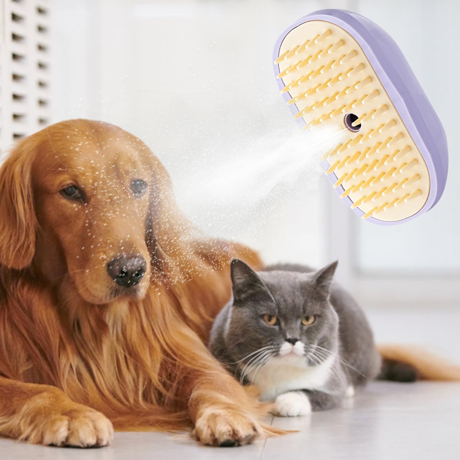 Fellpflegebürste für Hunde, wiederaufladbar, vielseitiger Dampf-Massagekamm für den Innen- und Außenbereich mit kleinen, mittleren und großen Haustieren