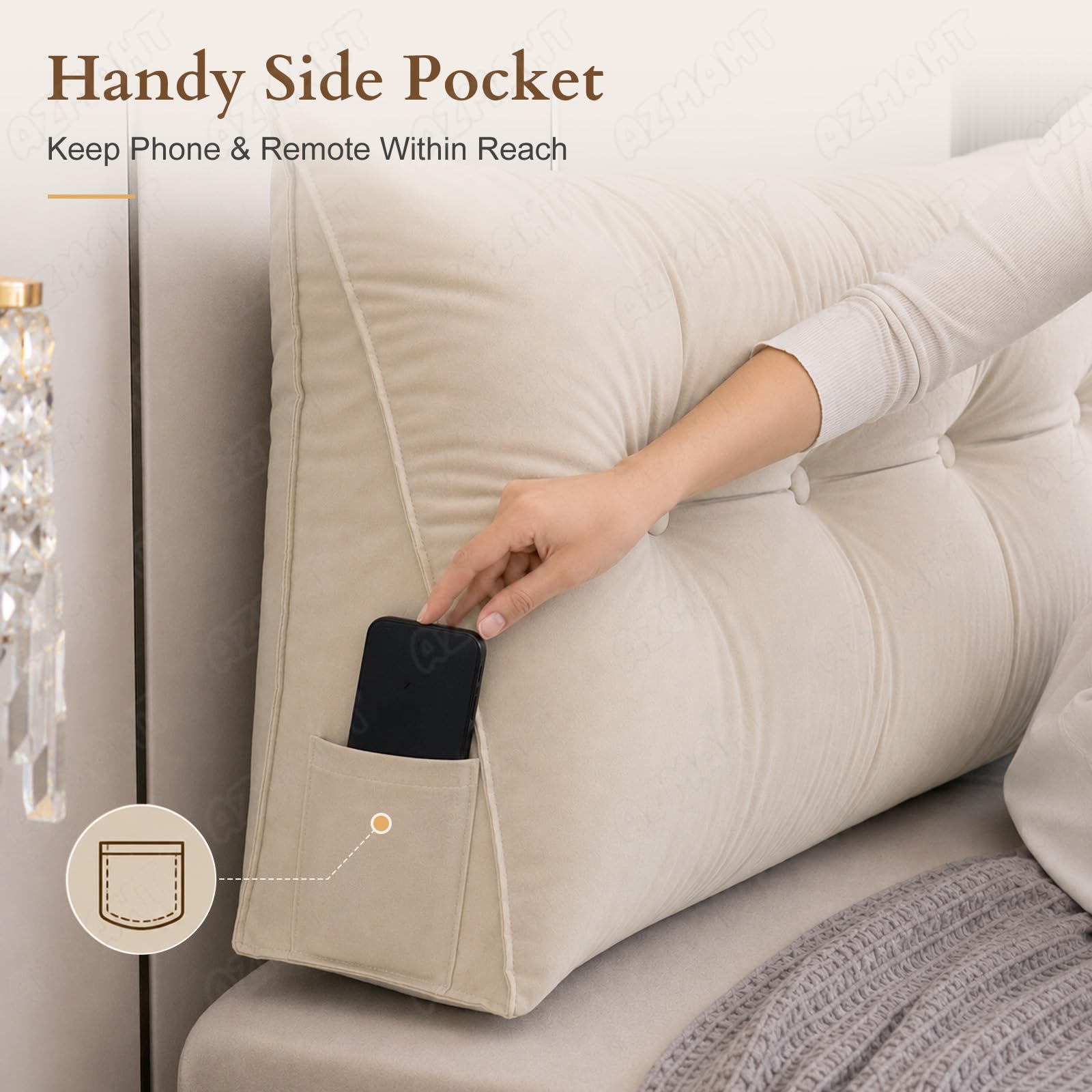 Cojin Respaldo Sofa Cojines Grandes Respaldo Cama Cuña Triangular Almohada | Cojin Respaldo Sofa Cama Cuña Almohada Triangular Lectura Lumbar Ergonomico Confortable Funda Lavable Bolsillos