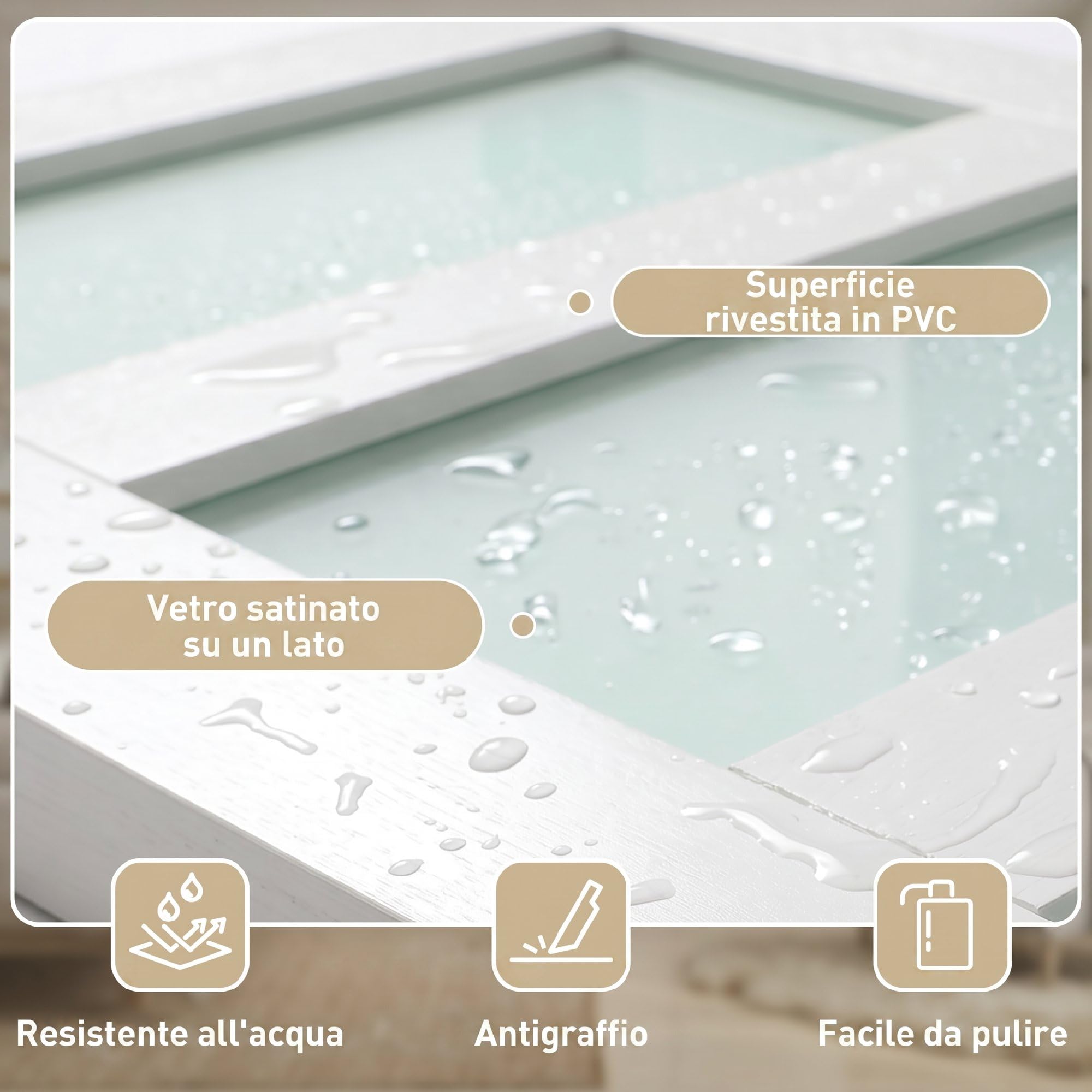 HOMCOM Porta Scorrevole Interno 91.4x213.4cm in Vetro Satinato, MDF e Pino, Binario Silenzioso in Acciaio, Kit Ferramenta, Maniglia Migliorata, Porta da Interno Stile Industriale, Impermeabile, Bagno