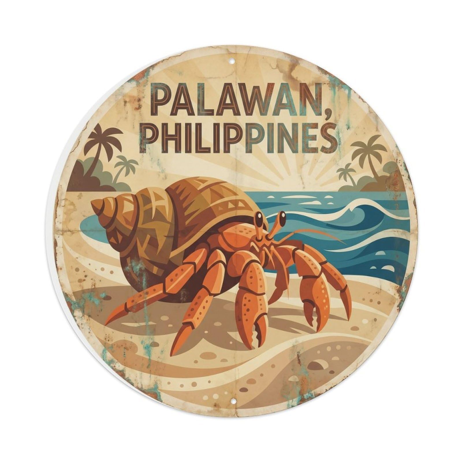 Palawan Hermit Crab Reef Travel Shipwreck Diving Metal Tin Sign
