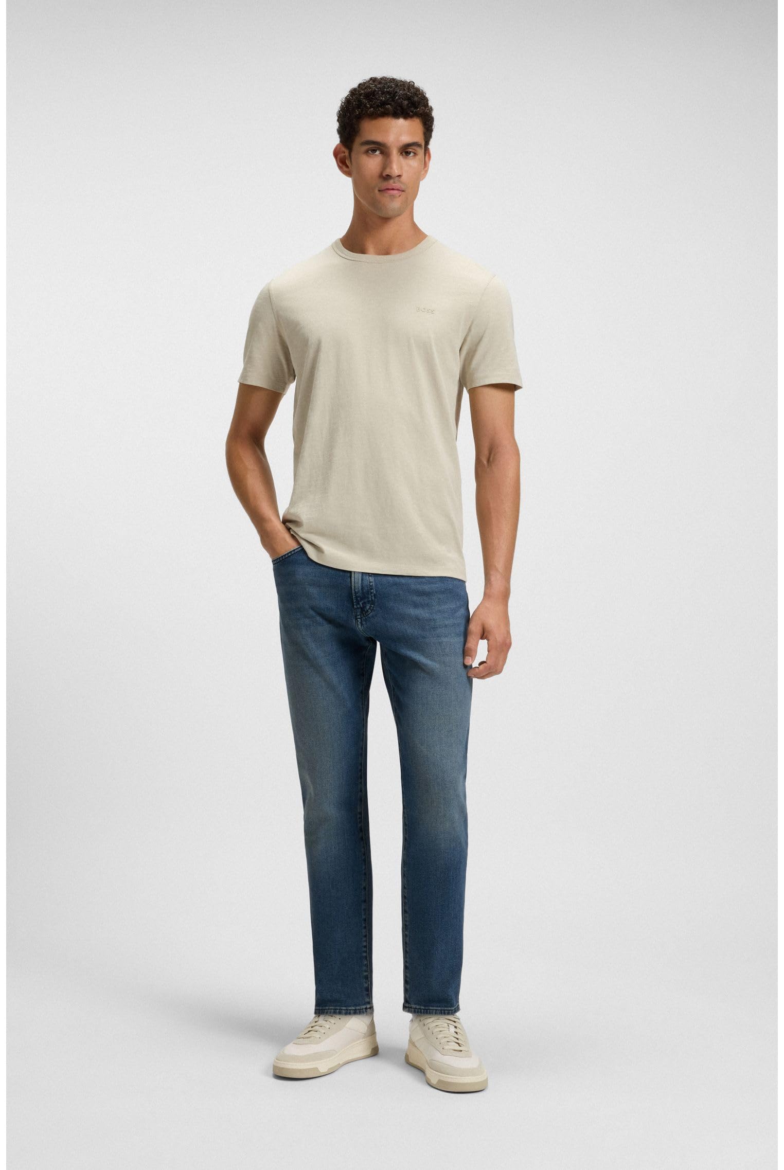BOSS Herren Onyx BO Schwarze Tapered-Fit Jeans aus bequemem Stretch-Denim