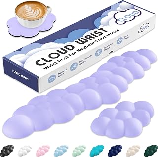 Sushret Cloud Wrist Rest for Keyboard and Mouse, Cloud Keyboard Wrist Rest | Purple, Memory Foam, Non-Slip PU Base, Leather, Ergonomic Support, Cute Arm Rest Pad & Palm Cushion, Office Desk Accessory