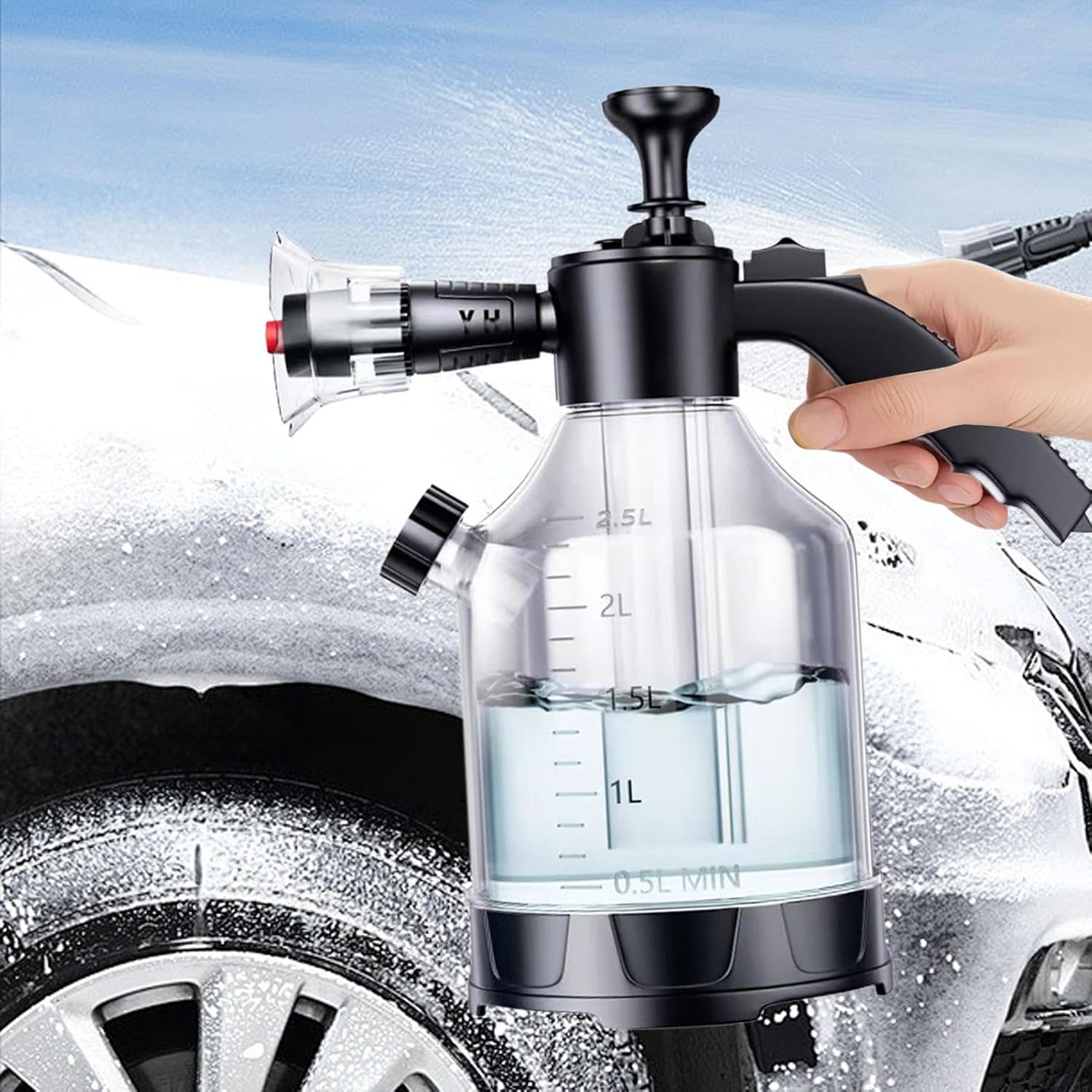 Foam Sprayer - Pressure Pump, Car Wash Nozzle | Handheld Watering Bottle for Pet Bathing, Garden Lawn Cleaning, Outdoor Vehicle Shampoo Spray Tool Household Rinsing Supplies Auto Care Garage