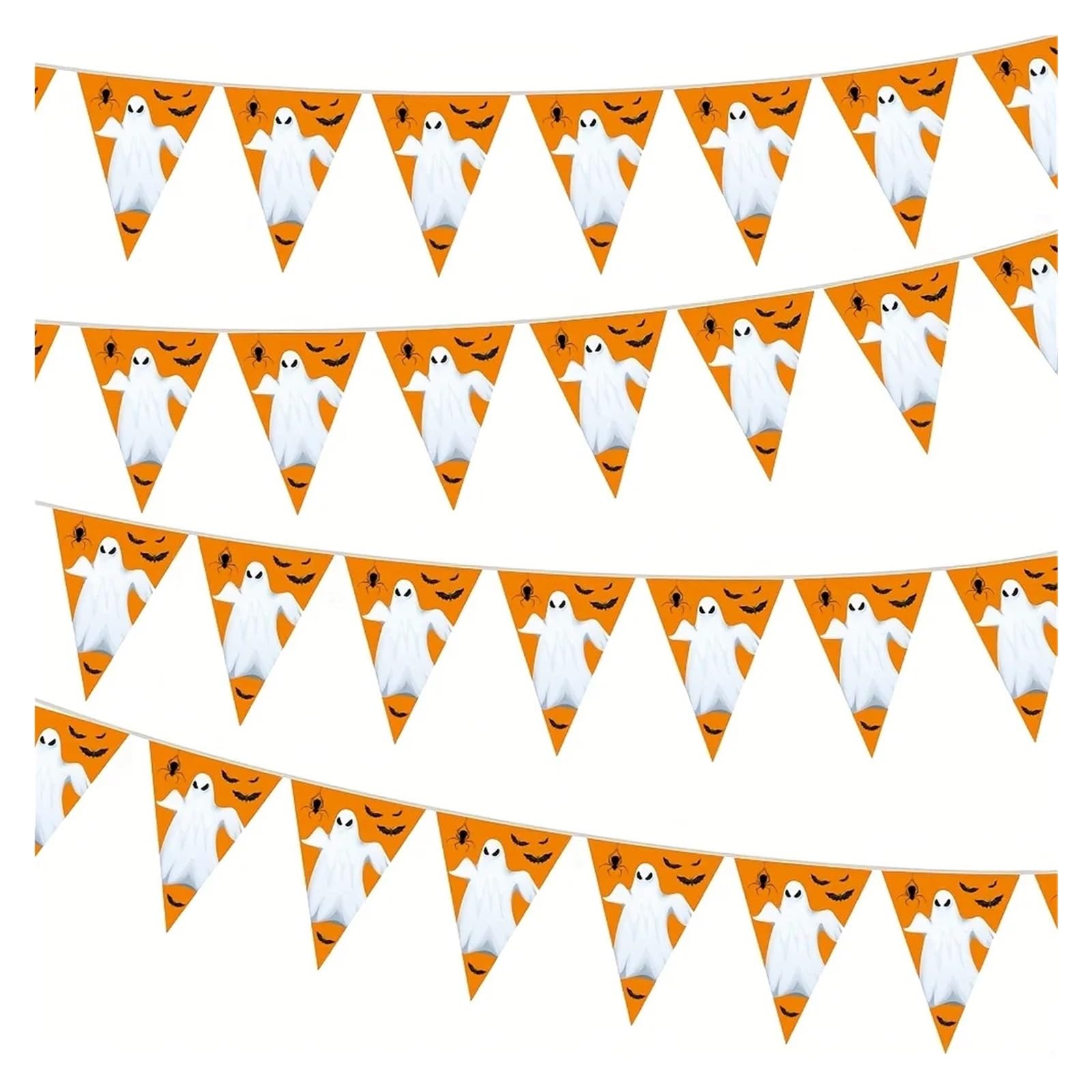 Banderines Fiesta Guirnalda triangular de plástico 10 metros (32,8 pies), banderines espeluznantes for decoración fiestas en interiores y exteriores(Color 4,3 PCS)