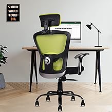 beAAtho® Amaze Ergonomically Adjustable Executive Mesh Home & Revolving Office Chair with 3 Years Warranty (TILT Mechanism, Adjustable Head & Fixed Arm Rest, Metal Base) (Green,High Back)