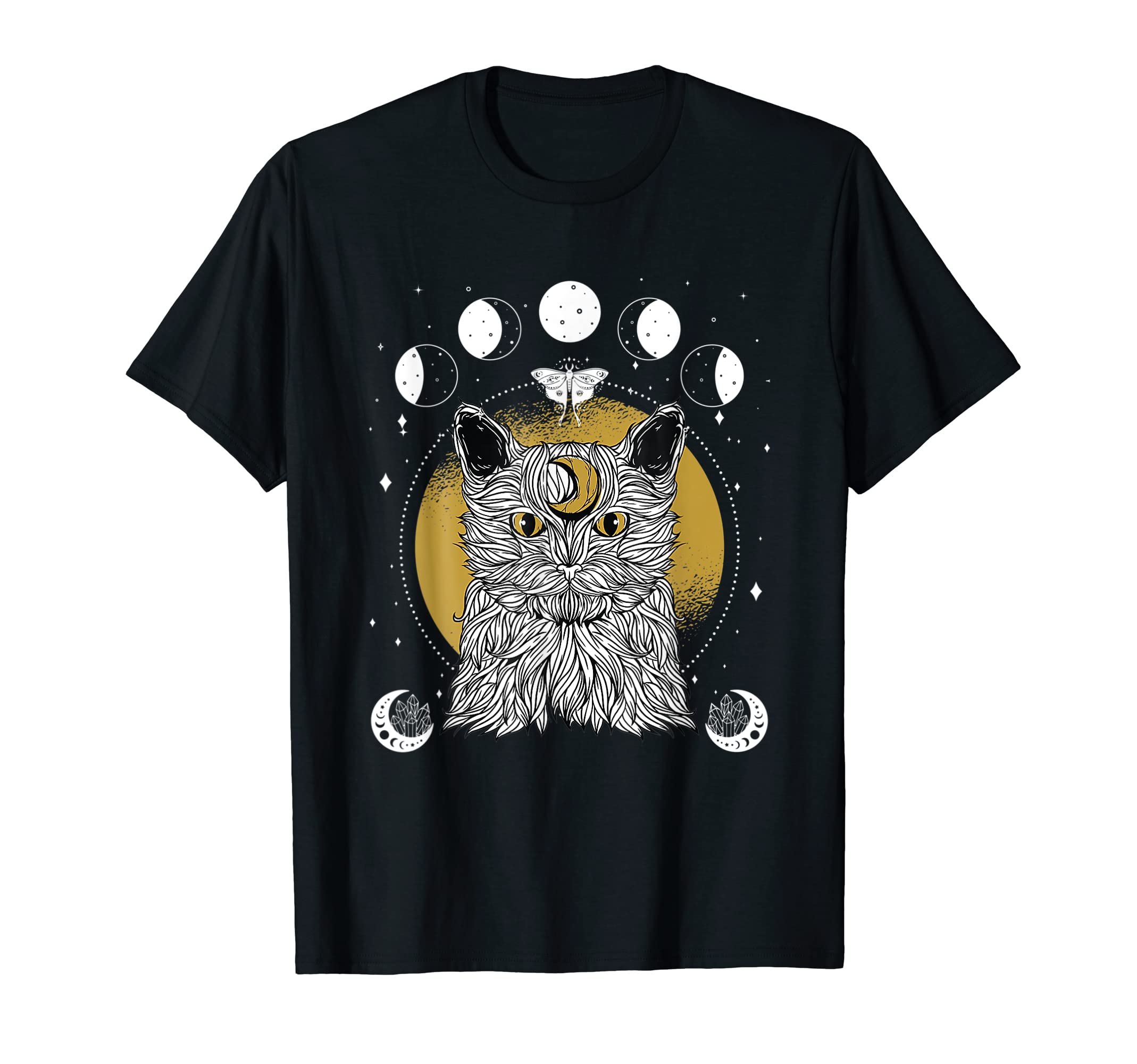 Occult Dark Academia Cat With Moon Phases T-Shirt