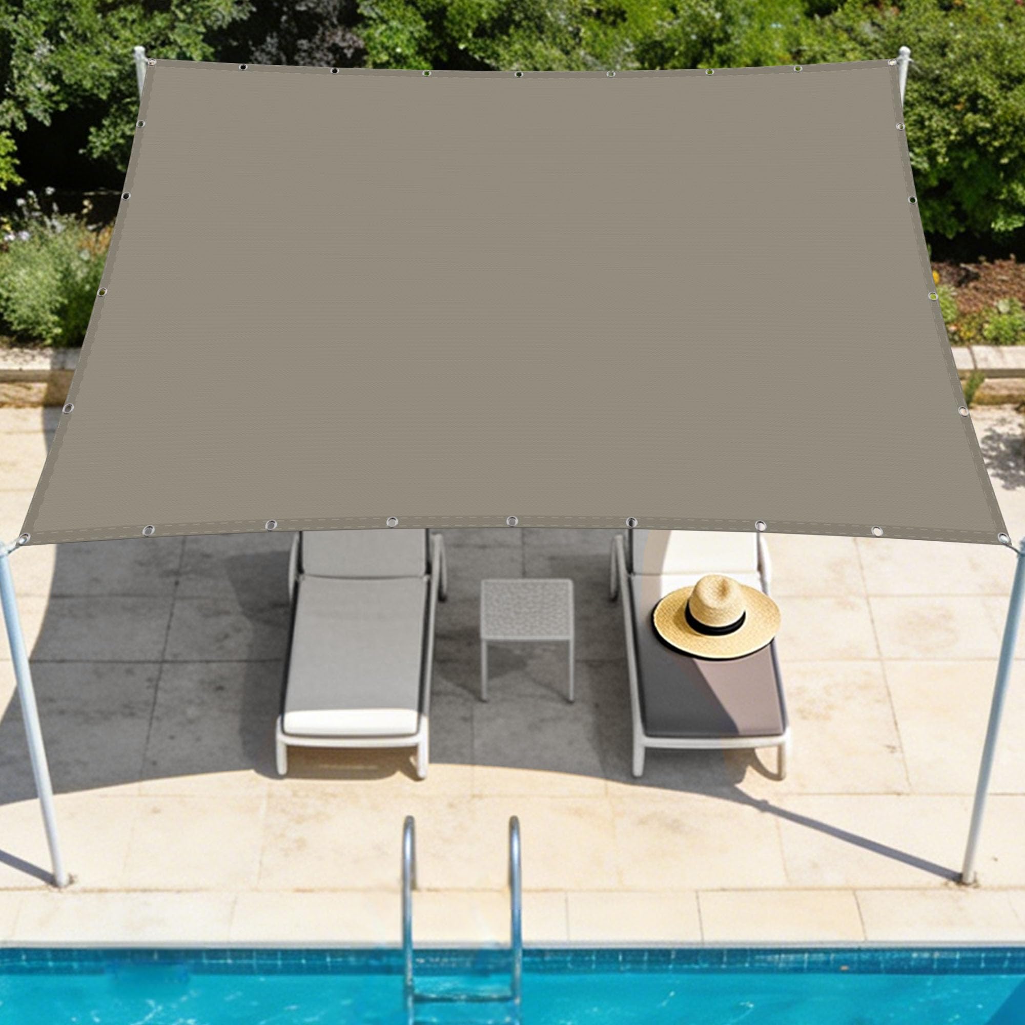 Toile ombrage imperméable 4x4.5m taupe anti UV pour extérieur
