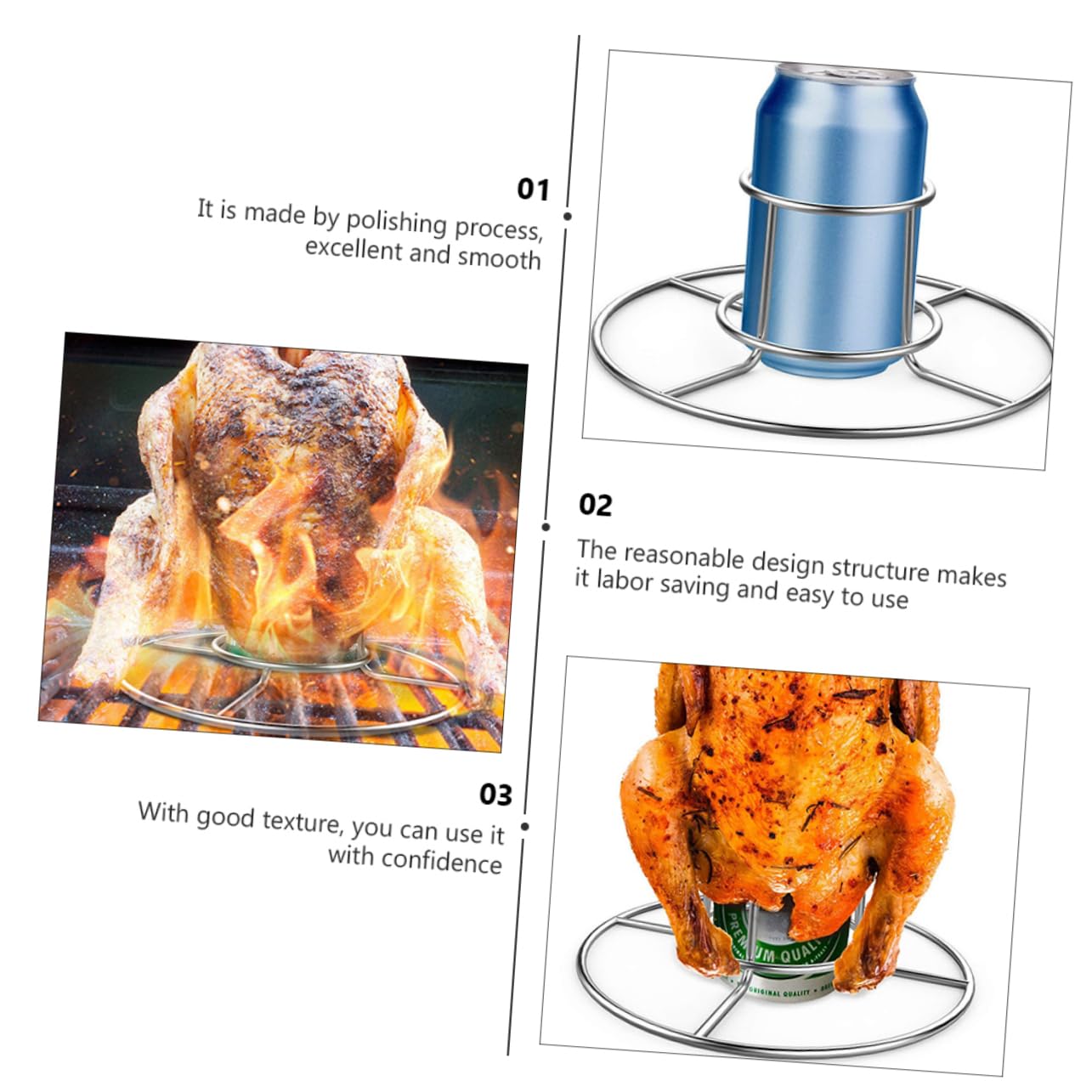 TOYANDONA 2pezzi Acciaio Inox per Pollo Supporto Rotondo per Birra Materiale di Design Stabile e Pratico per Barbecue Facile da Montare e Smontare
