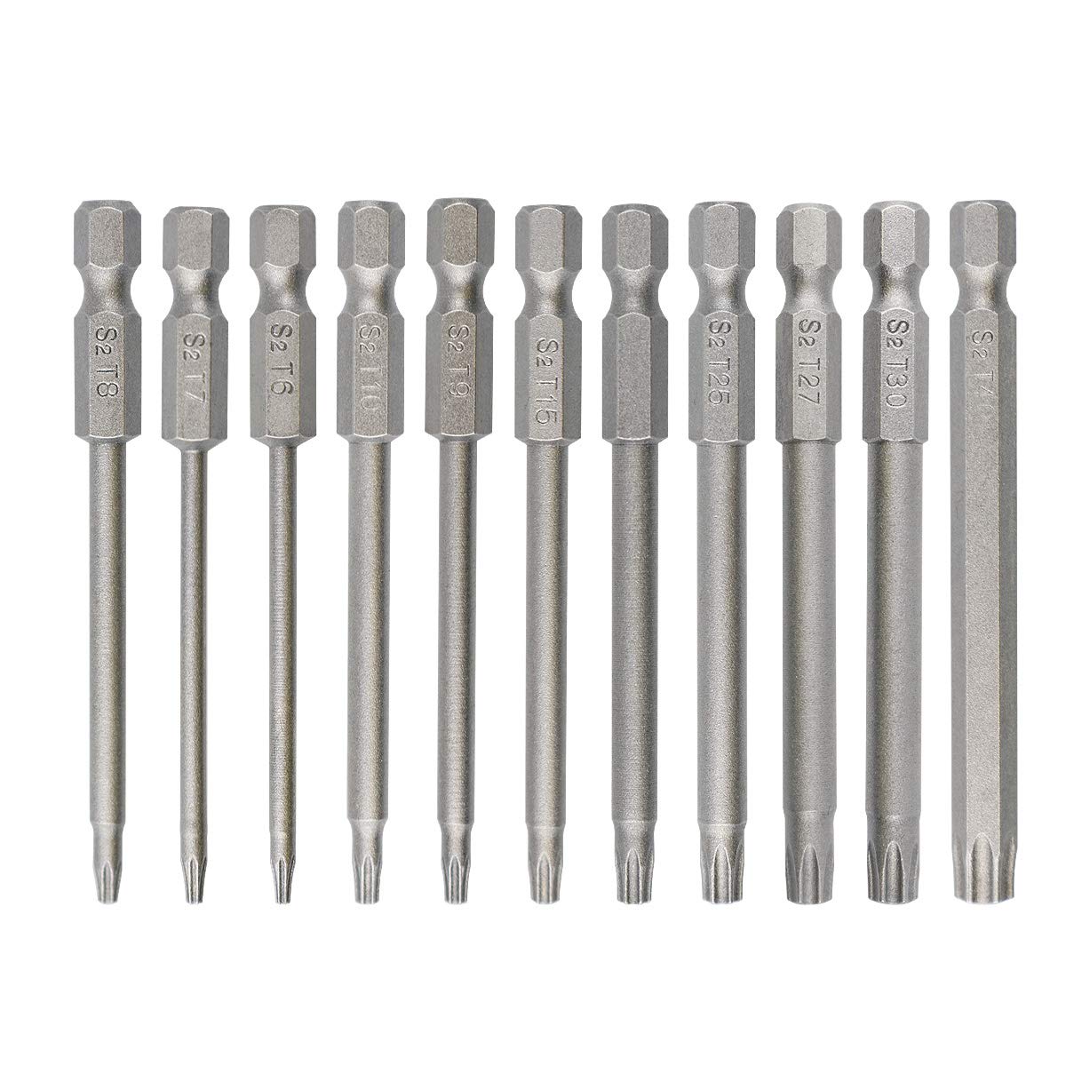 Nxtop11 Pieces 1/4 Inch Hex Shank T6-T40 3 Inch Length S2 Steel Torx Security Head Screwdriver Drill Set Bits