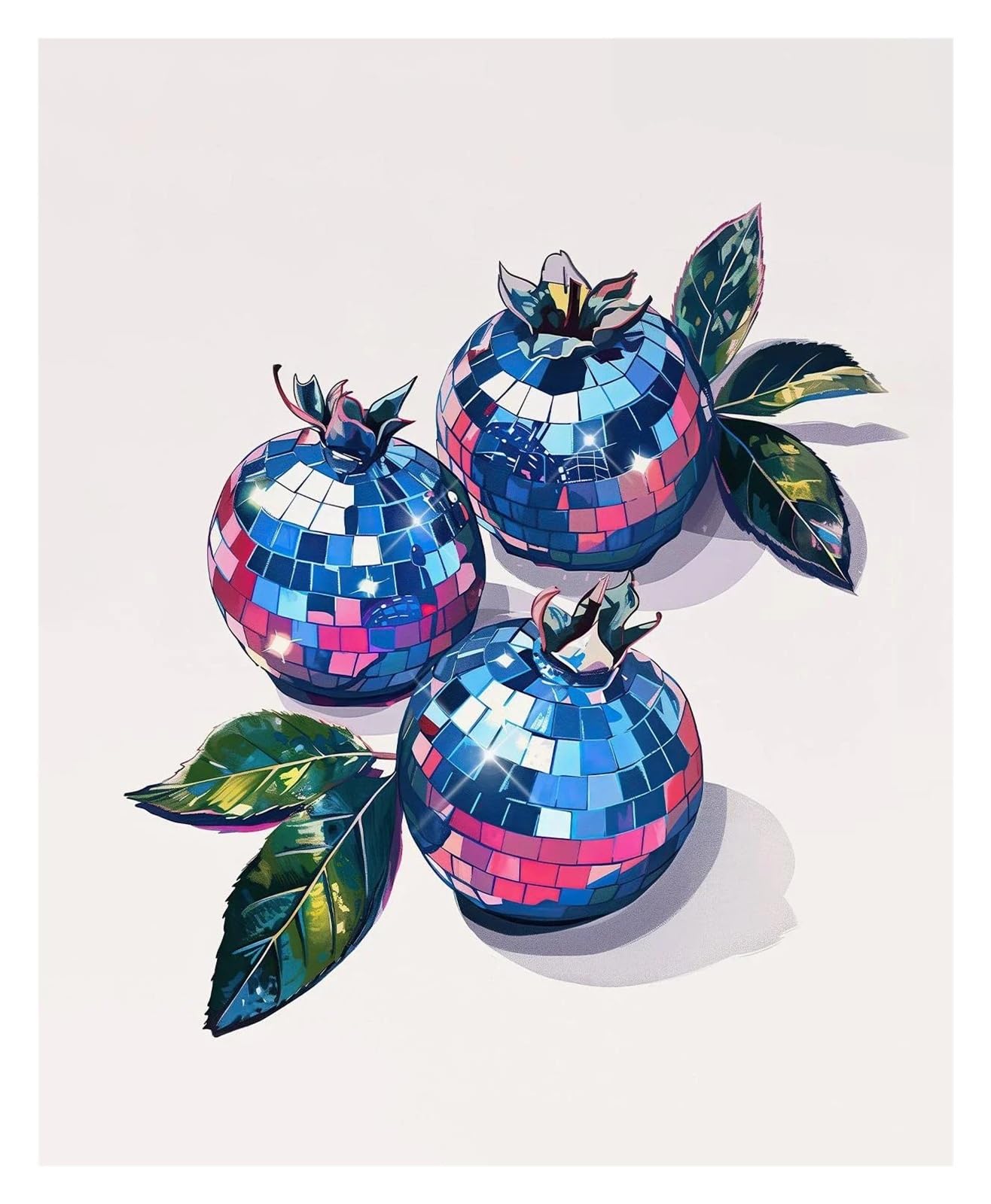 XENITE Wall Art Canvas Prints Canvas Paintings Wall Art Pictures Disco Vintage Cherry Strawberry Blueberry Watermelon Lemon Fruit Art Poster Home Decor(G,40x60cm)