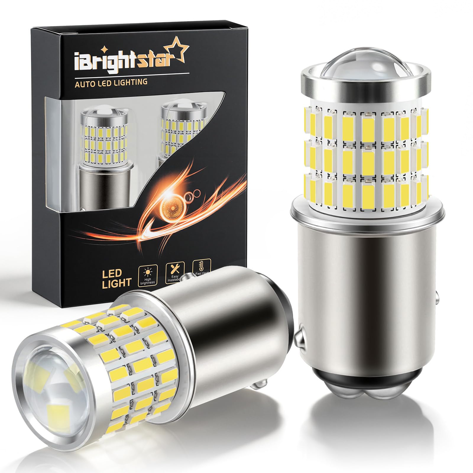 iBrightstar 1157 LED Bulb White, BAY15D 2057 2357 7528 LED Daytime Running Lights Bulbs Super Bright for Back Up Reverse Lights Brake Tail Lights Turn Signal Lights, 2 Pack