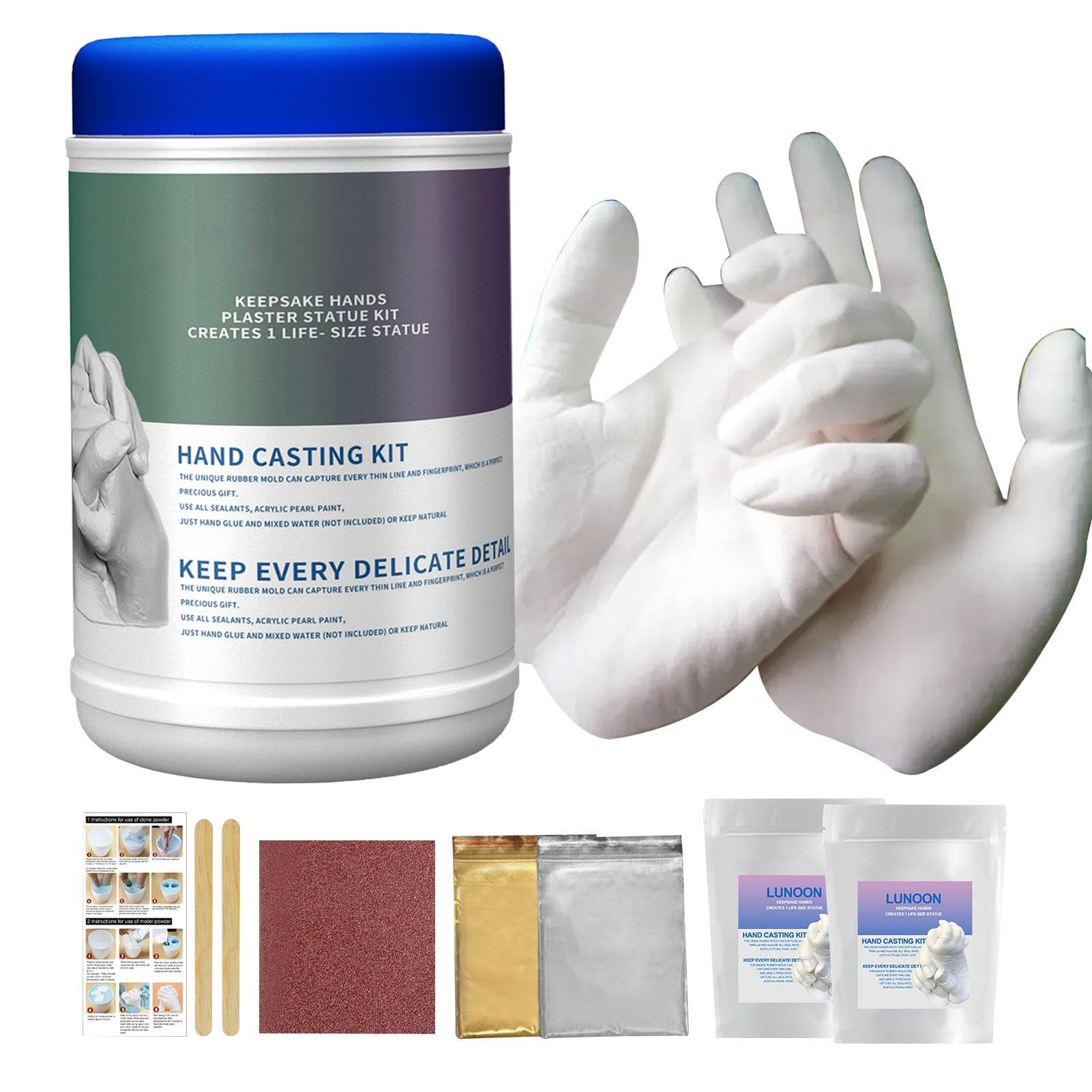 Kit De Moldeo A Mano Para Parejas, Kit Huella Niños Familias Adultos, Kit Completo Alginato Para Moldes De Manos Y Yeso, Kit Escultura Manos Escayola, Escultura De Arte Decorativo