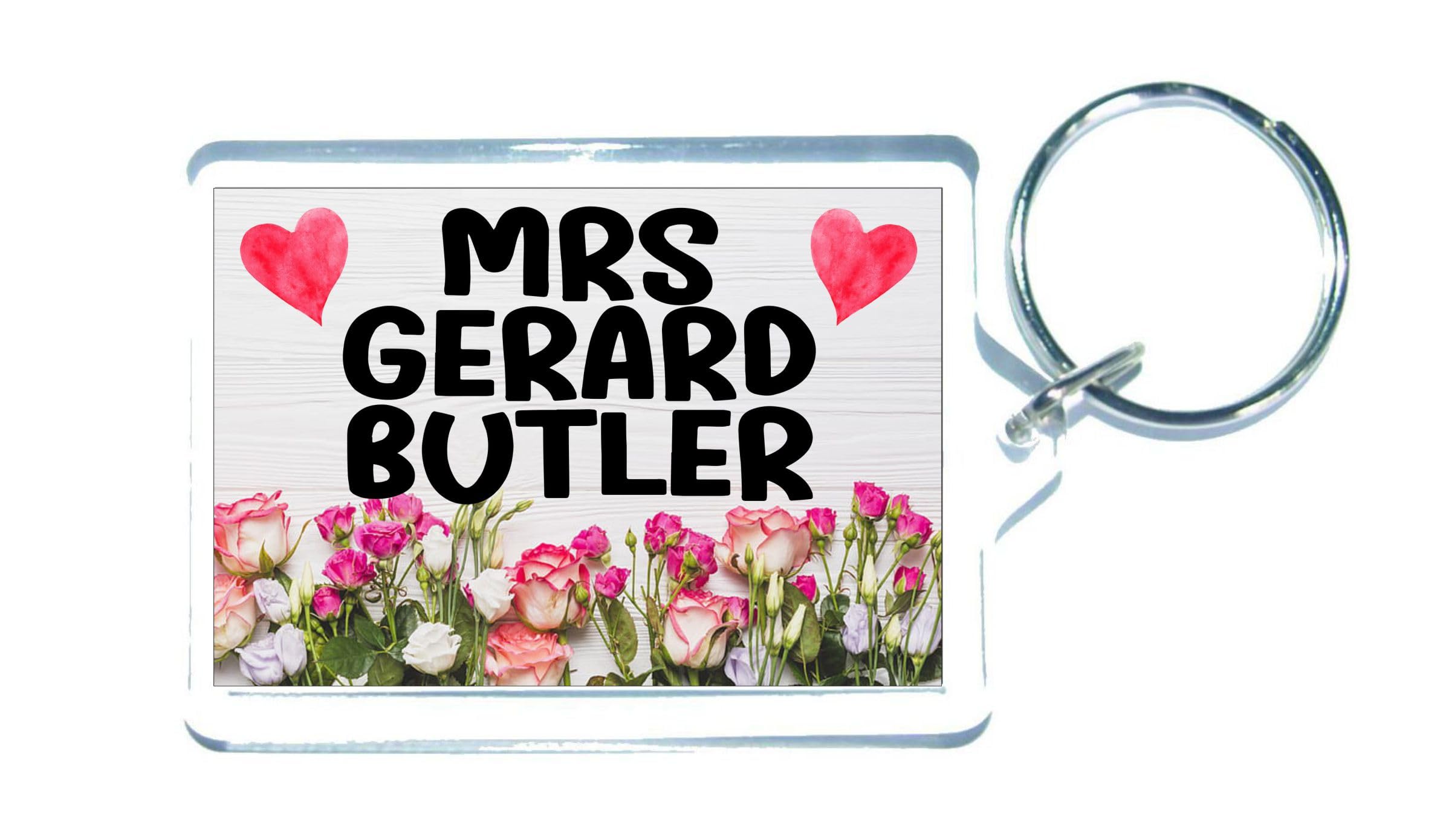 Decalarama Clear Mrs Gerard Butler Keyring Gift – Fun Cute Novelty Movie Star Fan Present