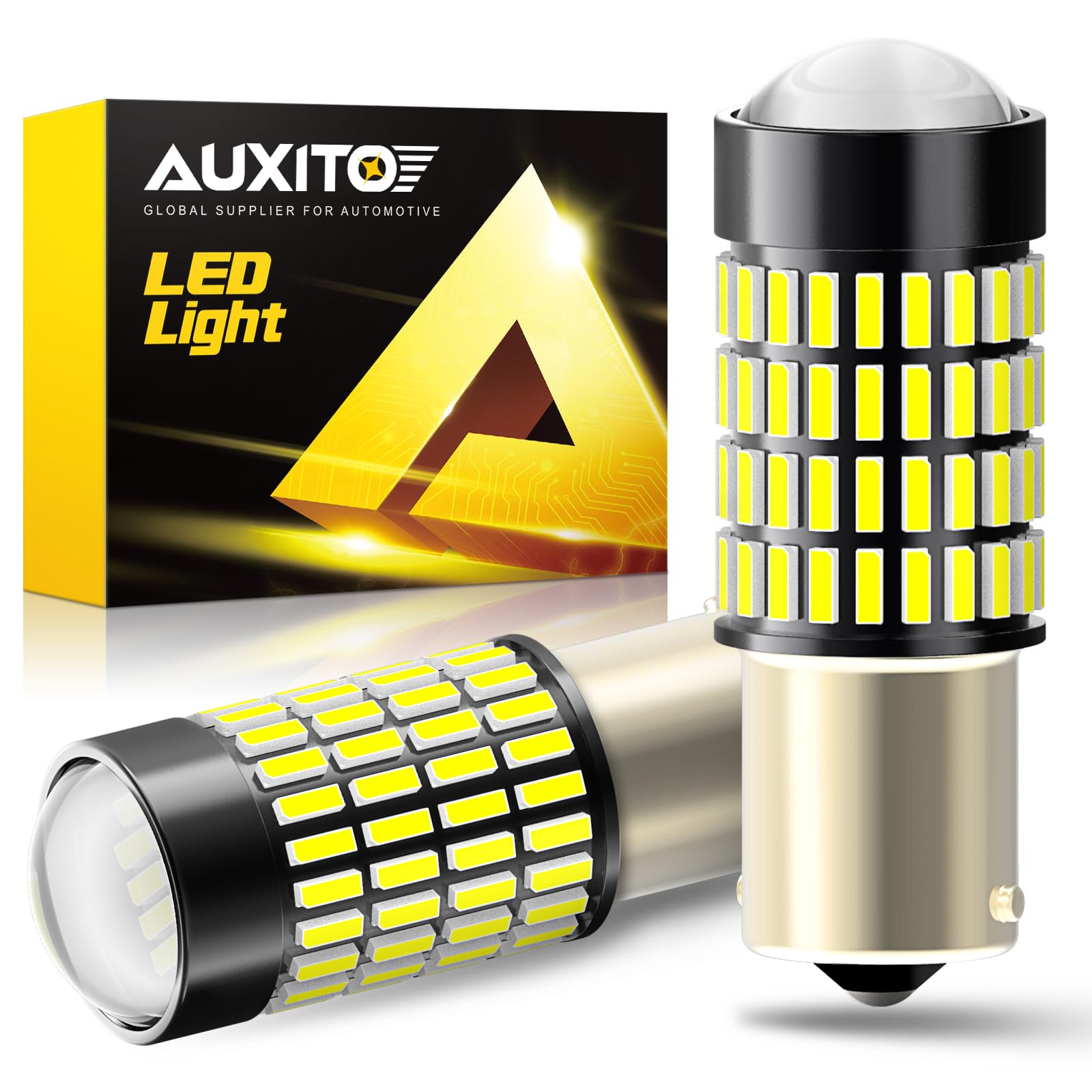 AUXITO 1156 LED Bulb for Reverse Lights, Super Bright White 1141 1073 7506 LED Bulbs with Projector for Reverse Lights Tail Brake Signal Back Up Parking Marker DRL License Plate Lights, 6000K White