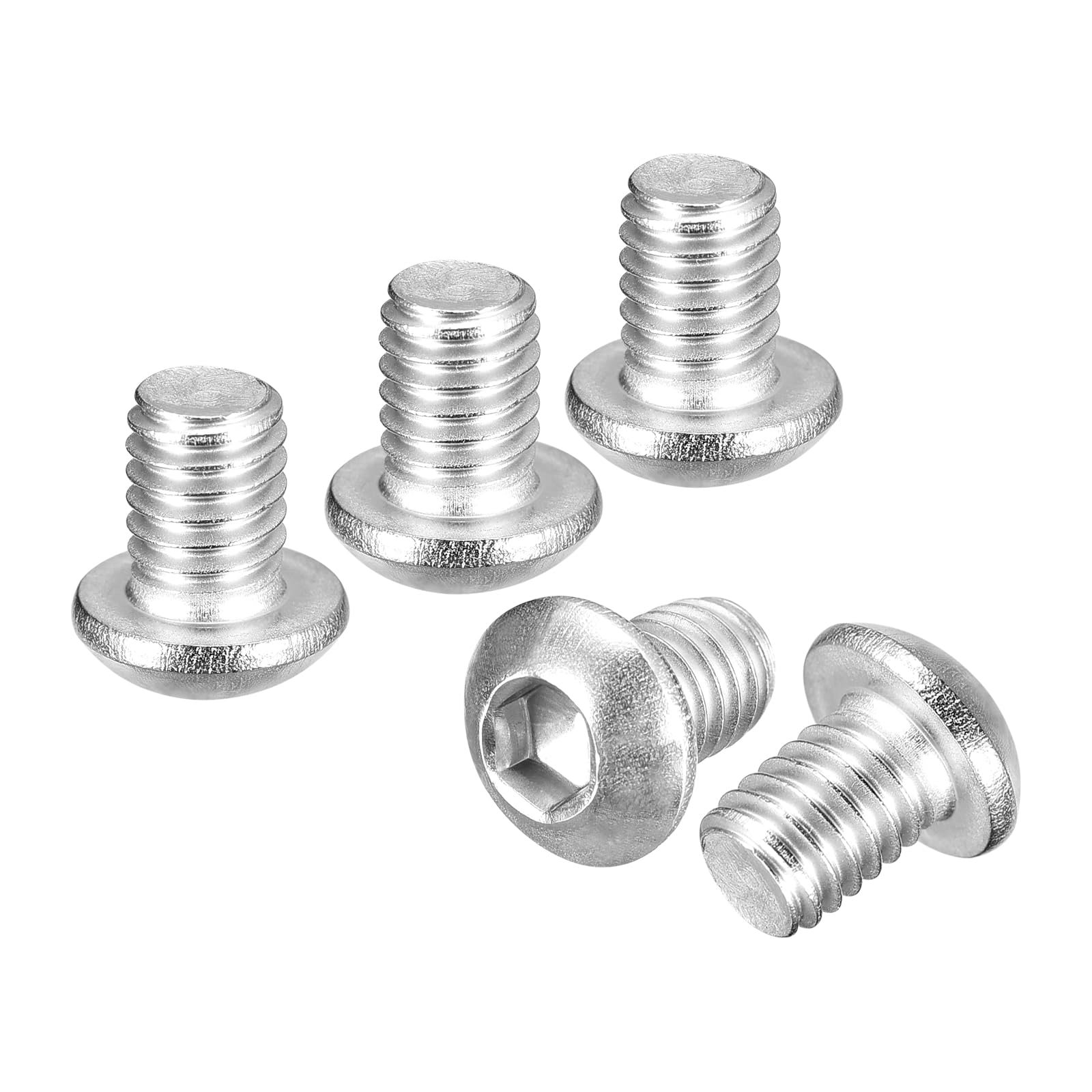 DTGN M6-1x8mm Button Head Socket Cap Screws - 30Pack - Good for Road Bicycle, Mountain Bike, Auto, Motorcycle - 304 Stainless Steel Whitewashed - Hex Socket Drive Fasteners — image 1