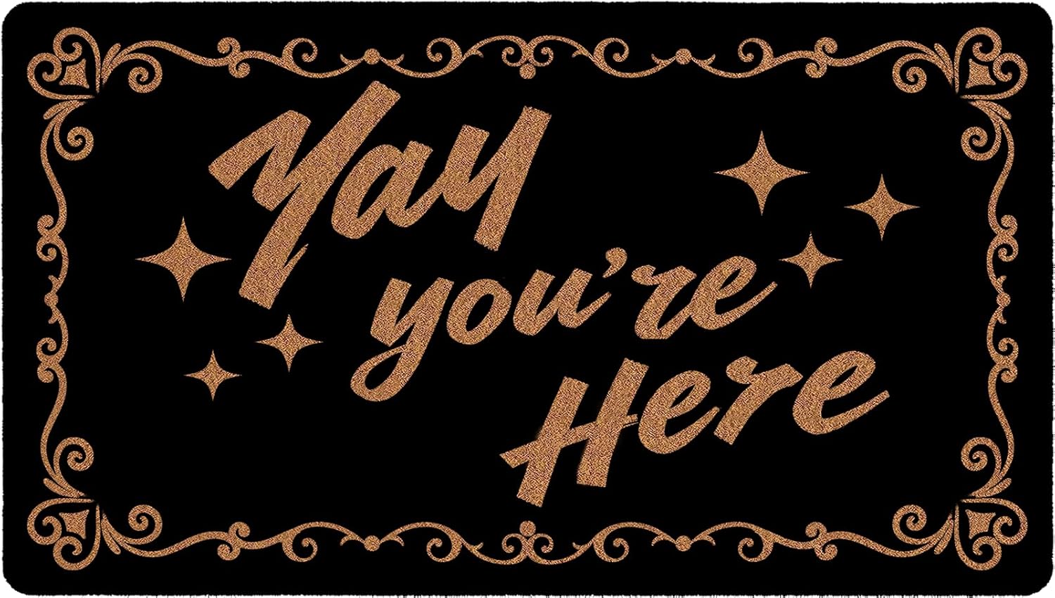 Yay You're Here Funny Welcome Door Mat, 30x17 Inch, Cute Front Doormat Non-Slip PVC Backing, Easy to Clean Entry Mat, Indoor Outdoor Porch Entrance Entryway, Home Decor