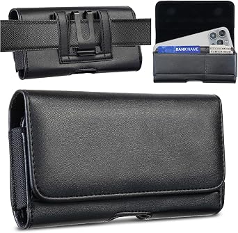 for Samsung Galaxy S4 mini A3 2015 2016 2017 A5 2015 Holster Case Belt Clip Case Leather Pouch Magnetic Closure Pouch Built in Card Holder for iPhone 5/iPhone 6/iPhone7/8/SE 2020/SE 2022 Black