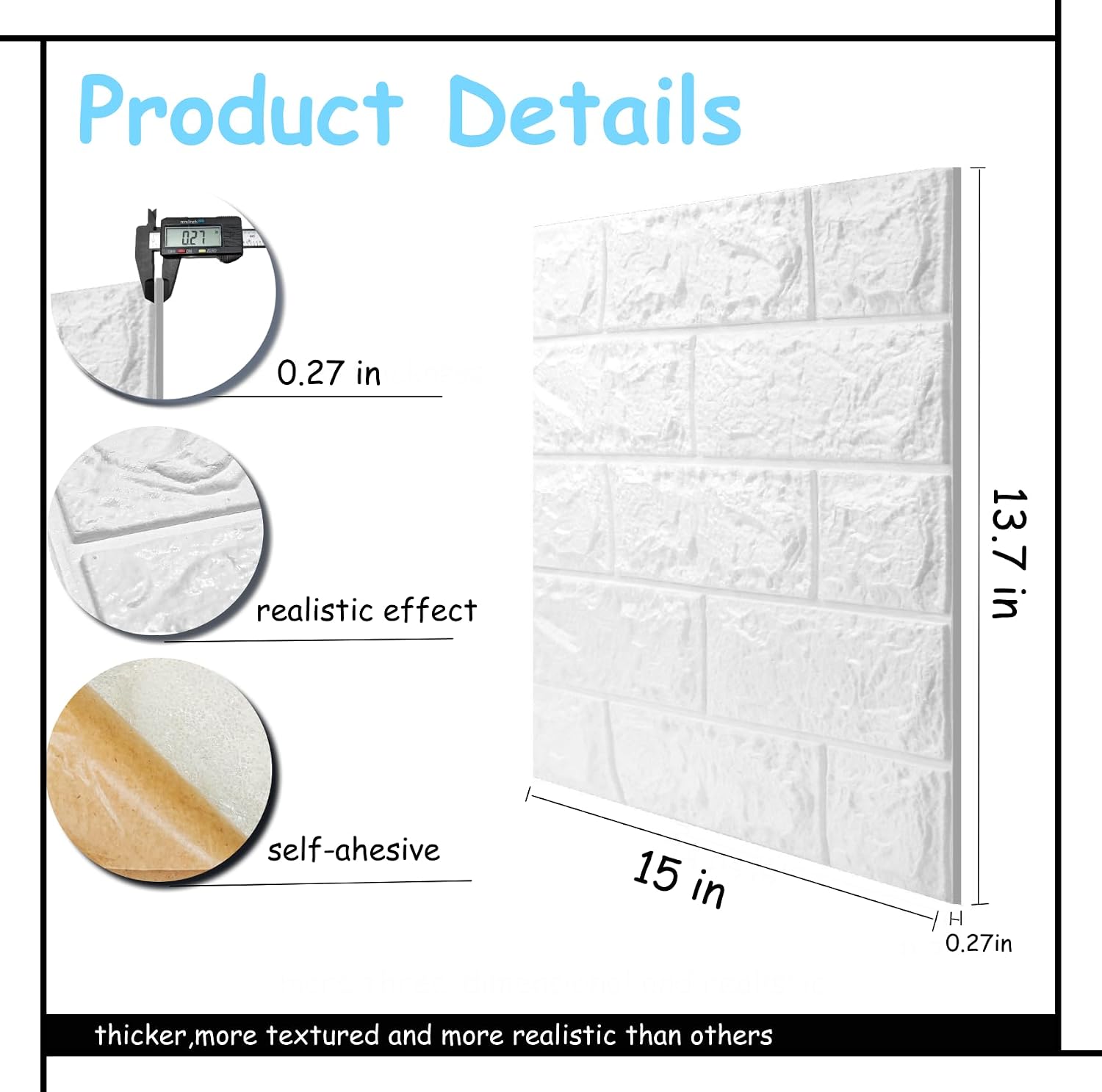 3D Wall Panels Peel and Stick in White, 20 PCS XPE Foam 3D Wallpaper, Faux Brick Wall Panels for Bedroom, Stairs, Kitchen