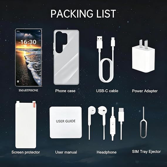 C25 Ultra Unlocked Phones, 8GB+256GB Android 14 Smartphone