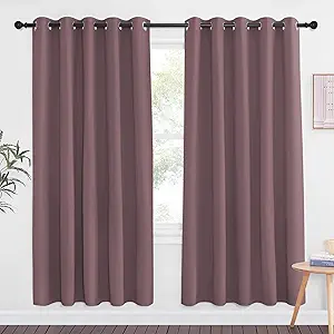 NICETOWN Blackout Curtain Panels for Bedroom - Grommet Room Darkening Noise Reducing Thermal Insulated Solid Privacy Window Treatments for Living Room (1 Panel, W66 x L72, Dry Rose)