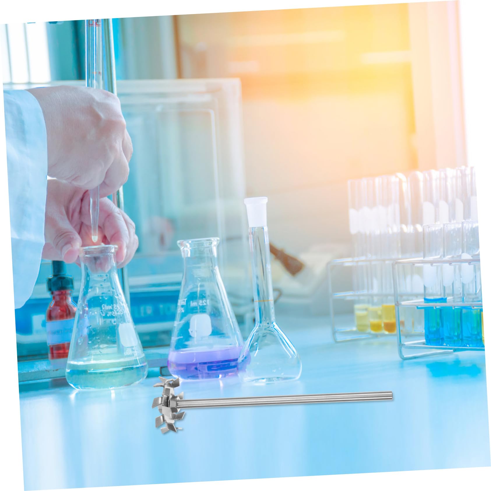 BUGUUYO 1 Set Stirring Rod Stirring Blade Metal Mixer Stirrer Blade Stirring Tool Mixing Blade Stirrer Mixer Rod Stirrer Rod Laboratory Reagent Stirrer Mixing Paddle Stir Rod re-usable