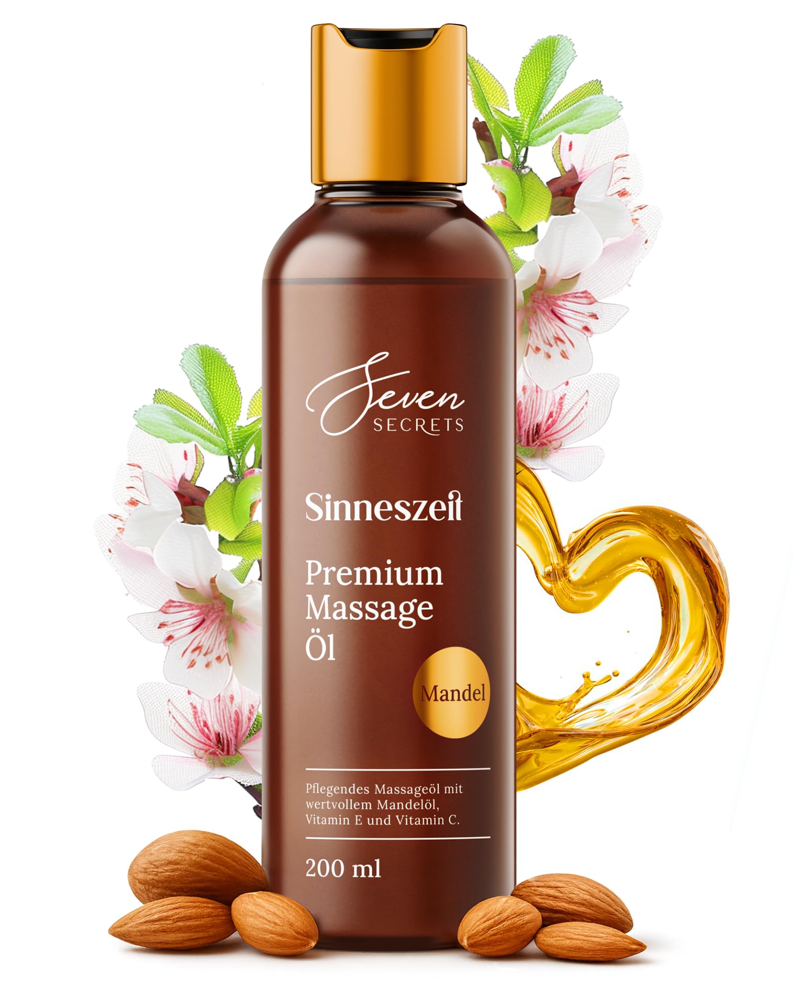 Massageöl für genussvolle Massagen 200ml XXL intimgeeignet (Dermatest: SEHR GUT) - Erotik Massage Öl - Mit wertvollem Mandelöl für intensive Pflege