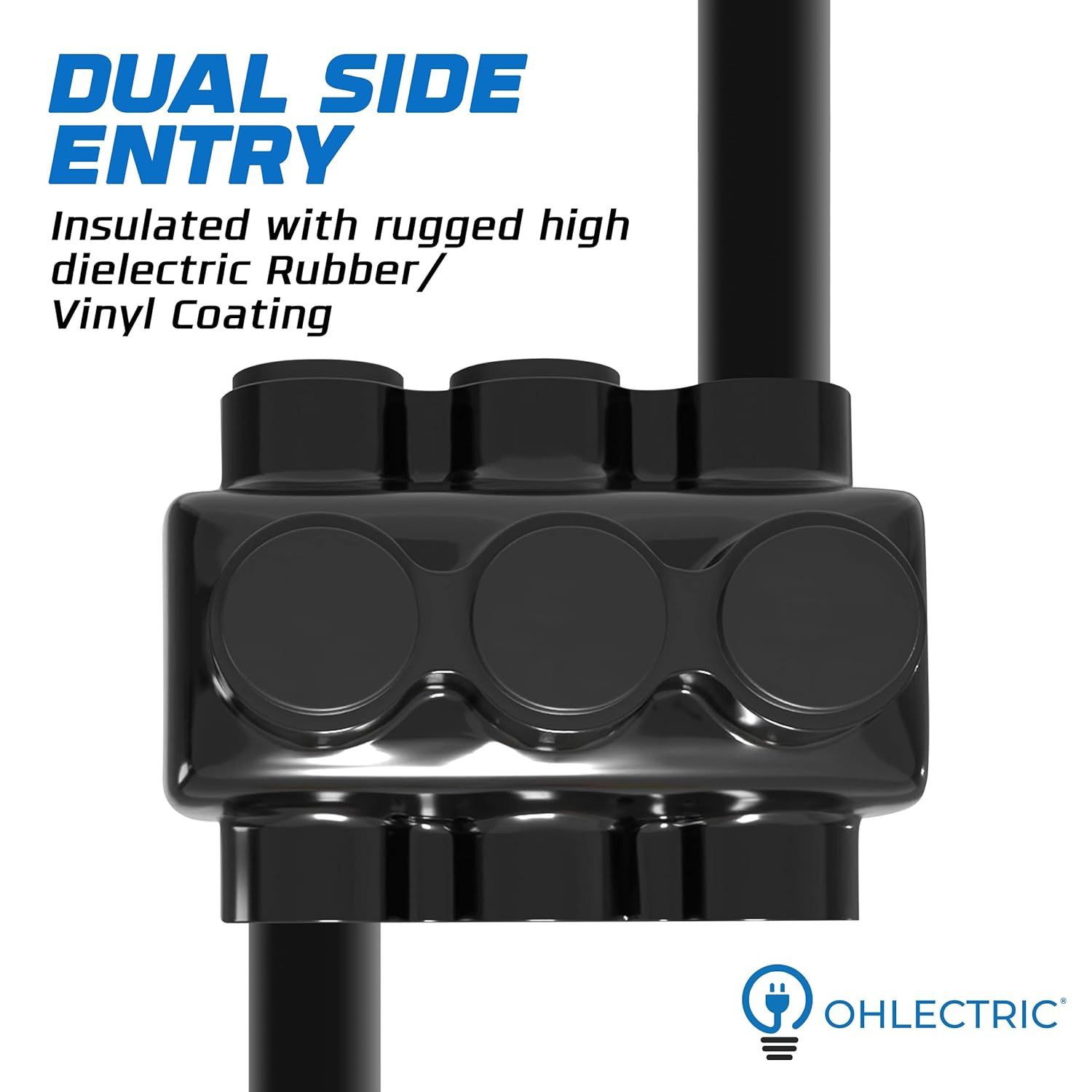 OHLECTRIC Insulated Wire Connector 3 Port Dual Side Entry for 250-6 Wire Range Lugs with 5/16 Hex Screw, Pre-Filled with Oxide Inhibitor - Wire Connectors, Electrical Connectors, Wire Tap