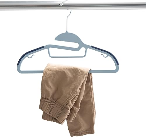 Miniatura 8 de Simplify Paquete de 12 perchas para niños, antideslizantes, delgadas, ahorradoras de espacio, no más ropa de bebé estiramiento, azul, 3229-azul