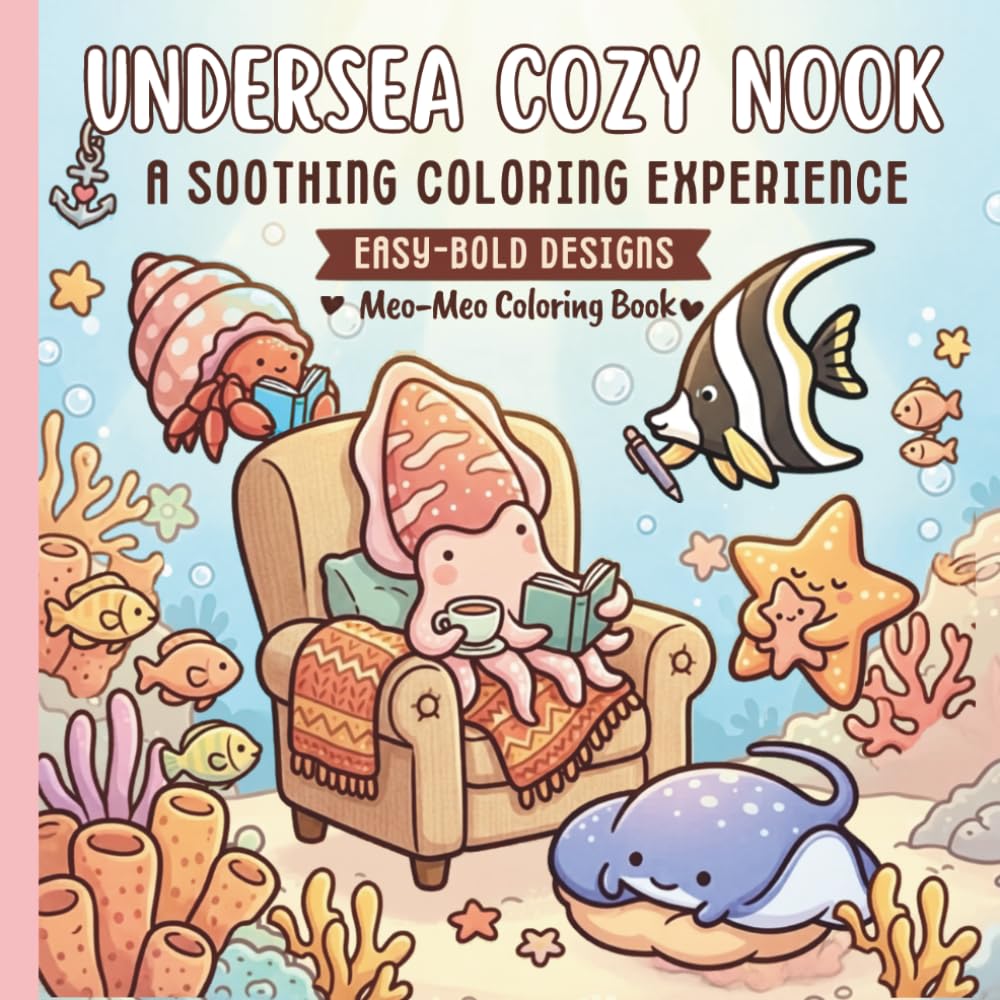 Undersea Cozy Nook: Coloring Book for Adults and Kids, Bold and Easy Designs for Relaxation with Cute Sea Life
