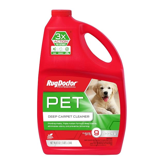 Rug Doctor Pet Carpet Cleaner 96 oz Pro-Enzymatic Formula with 3X Action - Cleans Deodorizes Deters Remarking Concentrated