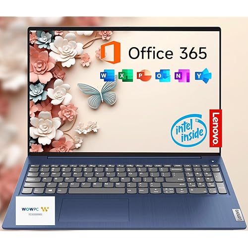 Lenovo 15.6" IdeaPad Laptop with 1-Year Microsoft Office 365, 8GB RAM, 128GB eMMC, Intel Dual-Core CPU, Wi-Fi 6, USB-C & HDMI, Windows 11, w/Dolby Audio & Privacy Shutter & WOWPC Recovery USB